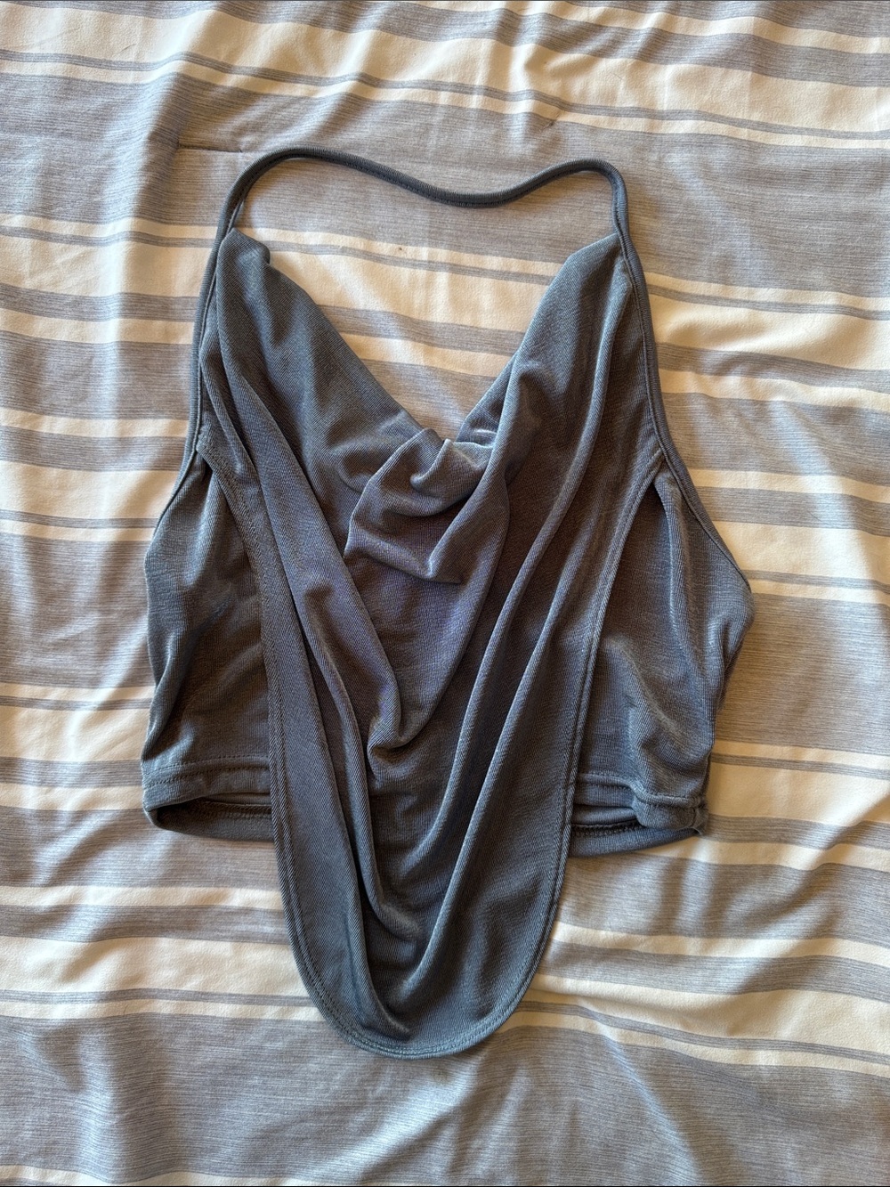NWOT Draped Cowl Neck Cropped Tank - Slate Gray